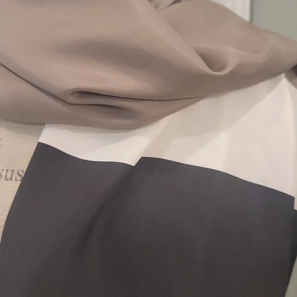 Ann Taylor 100% Silk Toupe, Black & Cream Wrap/Scarf - OS